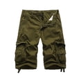 thumbnail image 2 of Knee Length Cargo Shorts for Men Summer Casual Button Closure Straight Leg Work Shorts with Pockets, 2 of 3