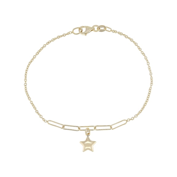 JTV 10k Yellow Gold Puff Star Charm Bracelet