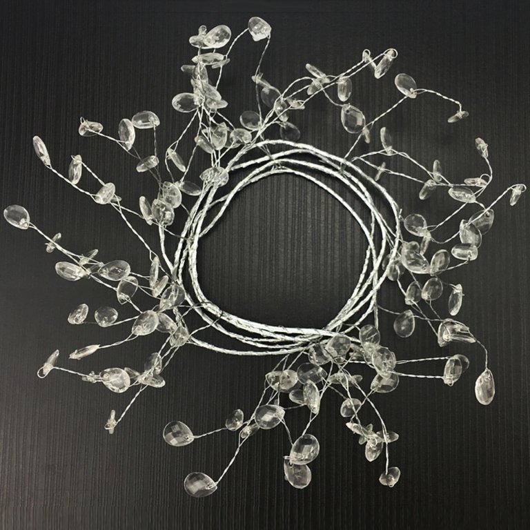 4 Feet Ice Wire Clear Garland Steel Wire Acrylic Crystal Garland Faux Crystal Bead Garland Christmas Tree Bead for Wedding, Birthday Party Decoration