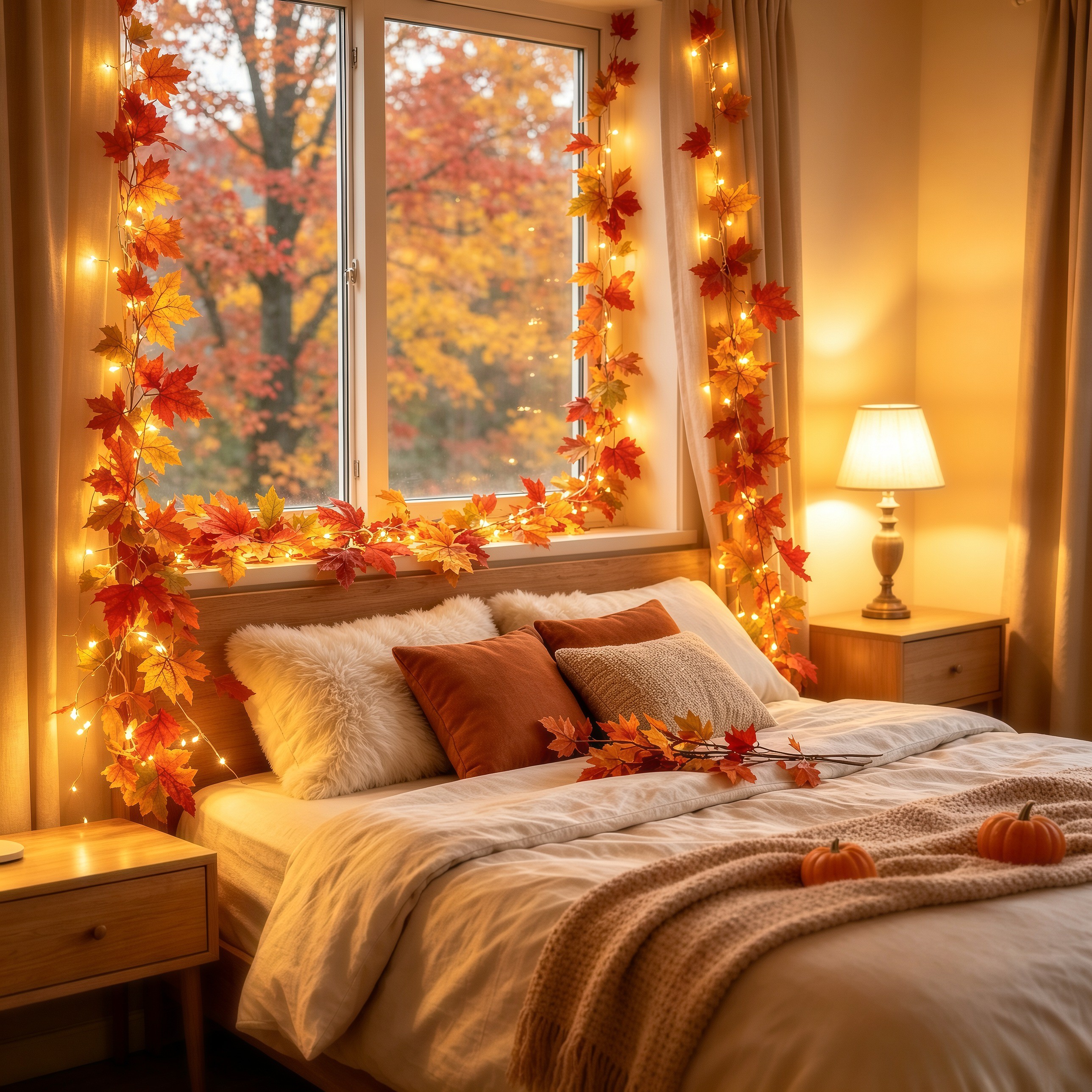 Scidweet Fall Garland with Lights - 2 Pack 60 LED String Lights photo 4