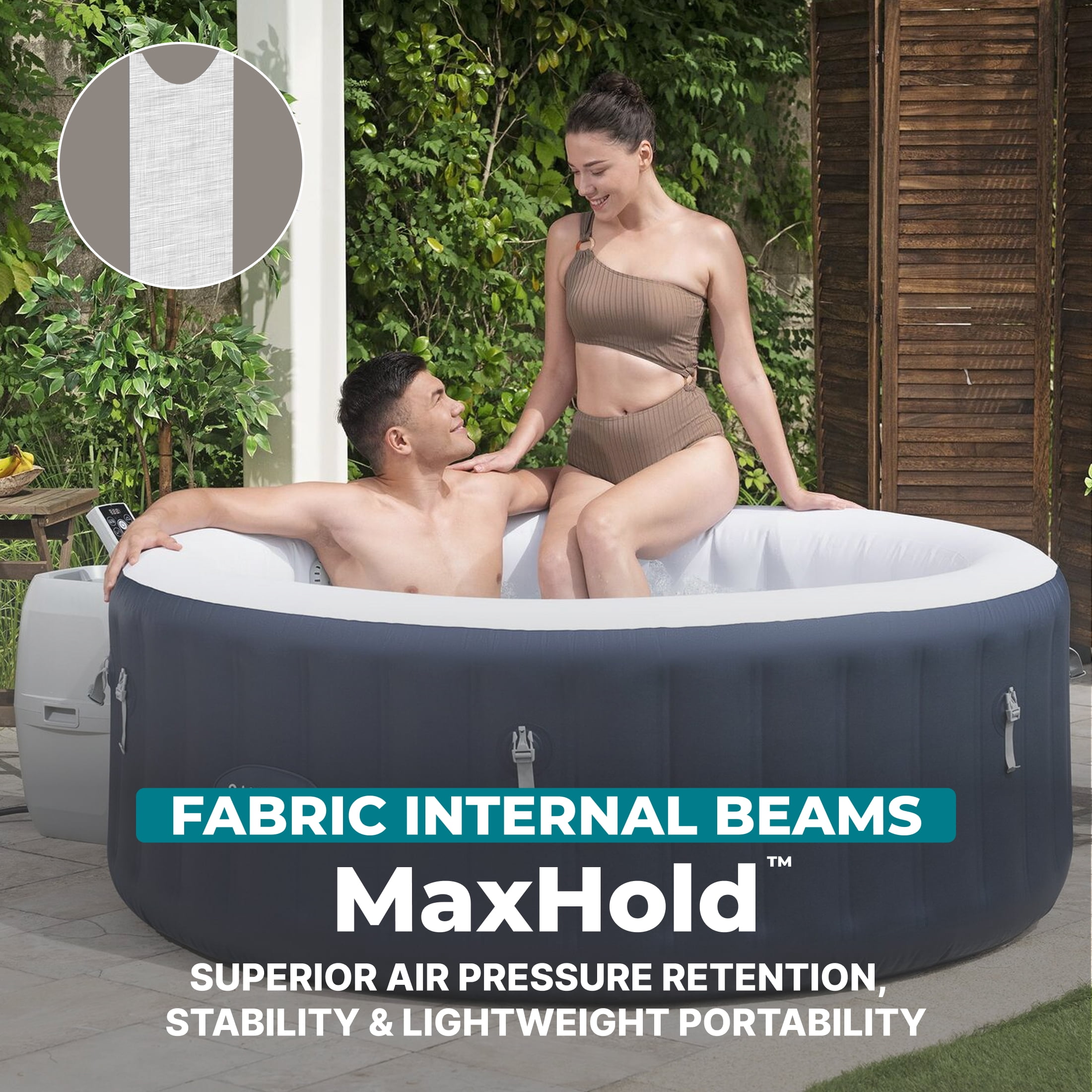Bestway SaluSpa Miami 2-4 Person Inflatable Hot Tub, Round Energy-Efficient Spa, 71"x26"