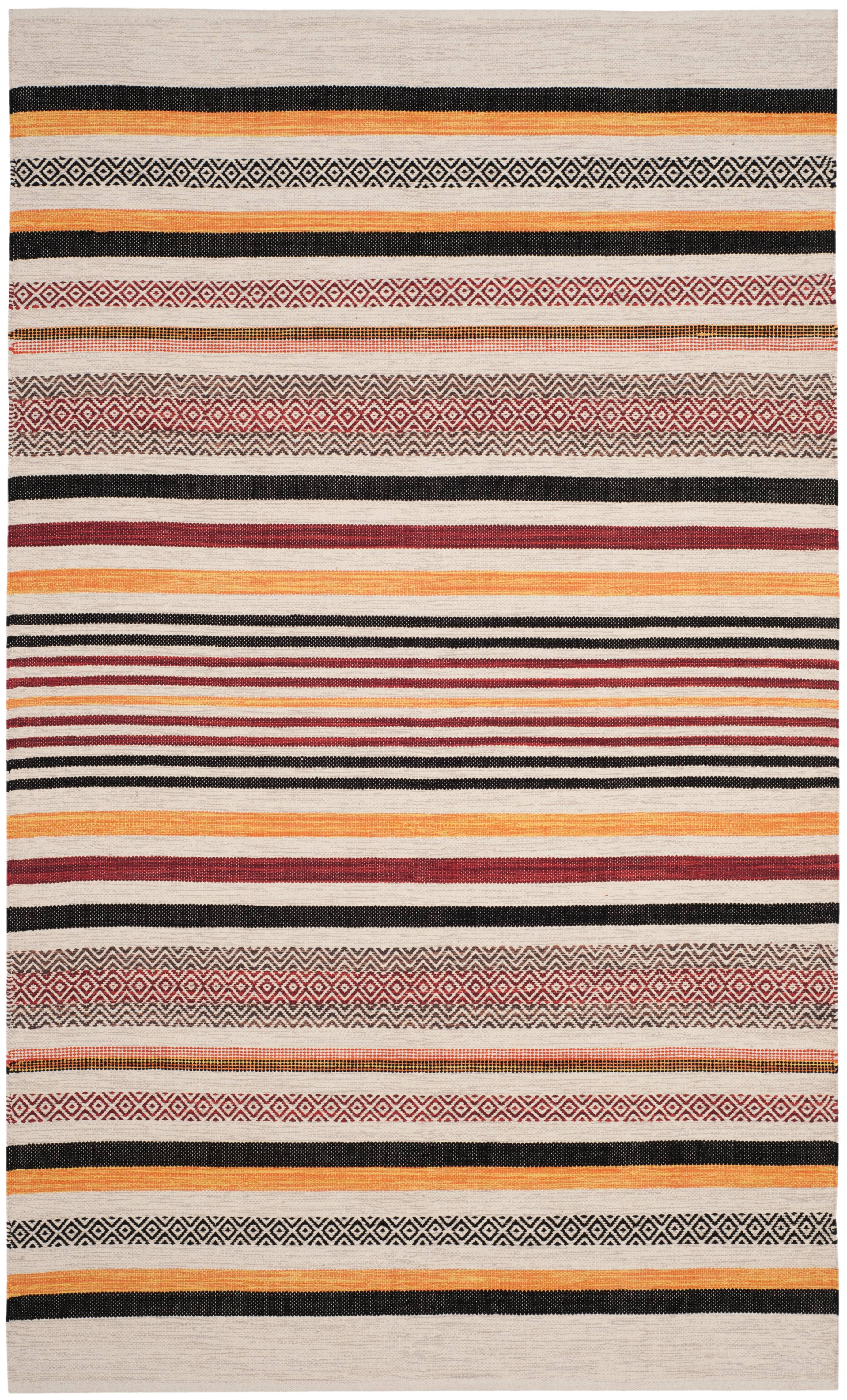 SAFAVIEH Montauk Crawford Striped Soft Braided Cotton Area Rug, Red/Multi, 4' x 6'