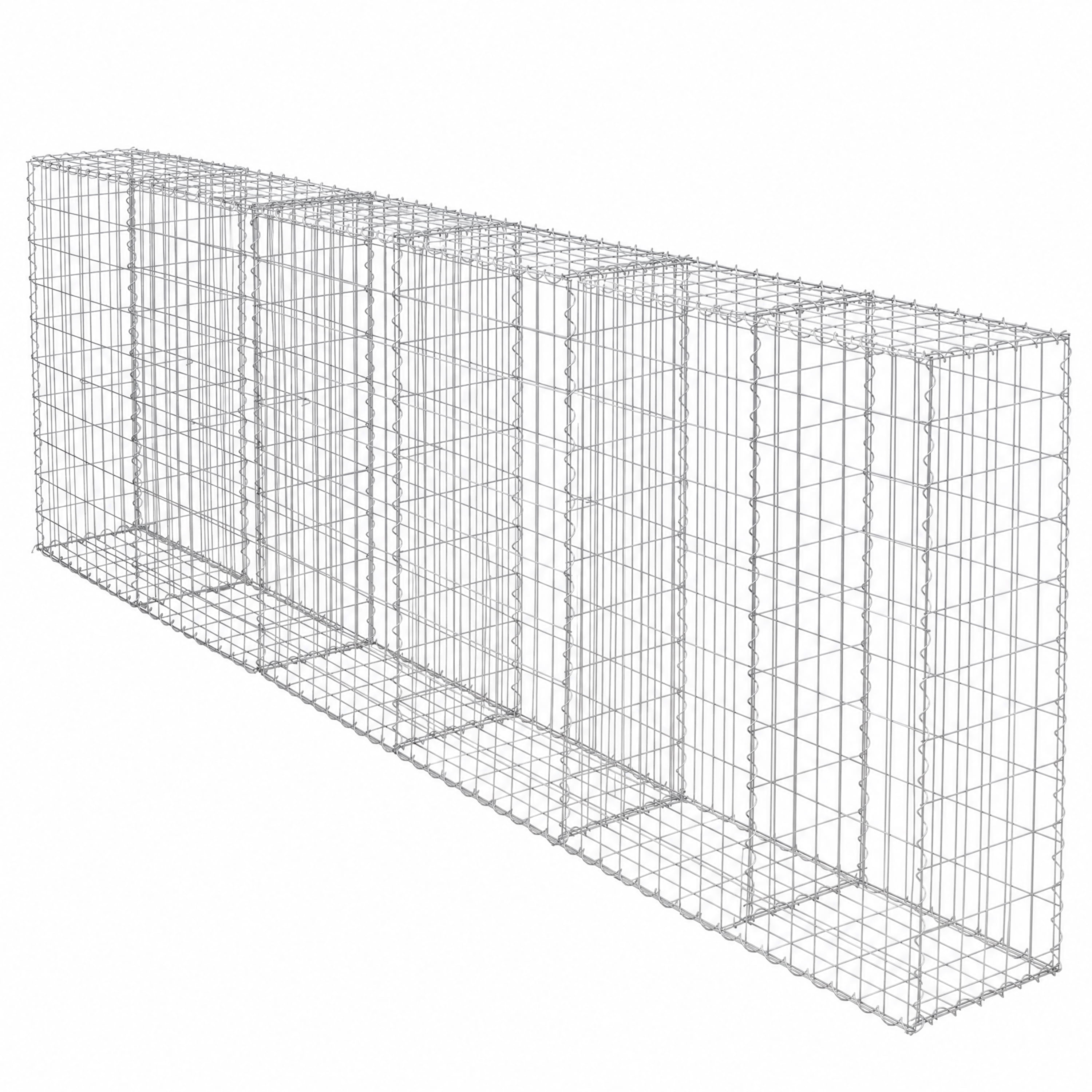 Tall Galvanized Gabion Basket 118" x 11-7/8" x 39-3/8", Heavy 3.0mm Wire, Multi-Compartment High Retaining Wall, Tool-Free Assembly for Garden Landscape