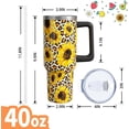 thumbnail image 2 of Sunflower Gifts 40 Oz Tumbler with Handle and Lid Straw, Retro Leopard Stainless Steel Double Walled Vacuum Insulated Cup Mug, Sun Flowers Lover Birthday Gifts for Women Girls (1 PC), 2 of 6