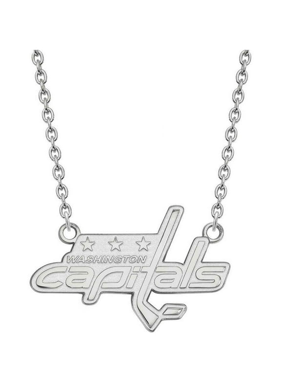LogoArt 10 Karat White Gold NHL Washington Capitals Large Pendant with Necklace