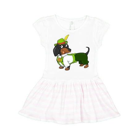 

Inktastic Cute black and brown dachshund in traditional German costume Gift Toddler Girl Dress