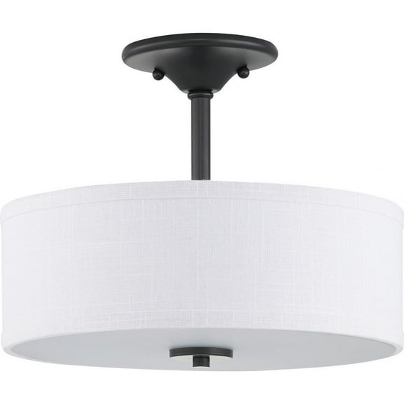 Progress Lighting Inspire Collection 2-Light Semi-Flush Fixture, Graphite Finish, Summer Linen Shade