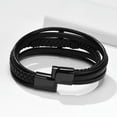 thumbnail image 6 of 20cm Black Genuine Leather for Male Bracelet Silver/Black Cross Bangle 7.87", 6 of 7
