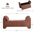 thumbnail image 6 of Usaint Upholstered Storage Bench, Padded Armrest Bedroom Bench for Bedroom, Entryway, Living Room, Rust, 6 of 11