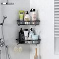 thumbnail image 2 of Negro, con 4 ganchos, estante de ducha de esquina sin perforaciones, estante de ducha de acero inoxidable SUS304, estantes de baño sin perforaciones, 2 of 5
