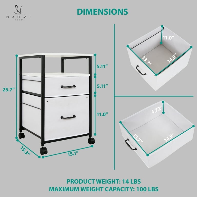 Naomi Home Evelyn Rolling Fabric Cabinet - Stylish and