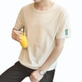 thumbnail image 2 of Camiseta de manga corta de verano para hombre con estampado de color puro (Champagne XL) Ehuebsd Para estrenar, 2 of 7