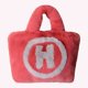 thumbnail image 4 of Bolsas de felpa Bolso Causal Fuzzy Color Contraste Moda Letra H para Mujeres Niñas Rojo, 4 of 4