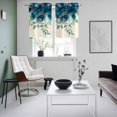 thumbnail image 4 of Teal Turquoise Kitchen Curtains Small Short 39 Inch Length, Peacock Feathers Aesthetics Eucalyptus Grommet Top Bedroom Living Room Curtains, Light Filtering Cafe Curtain Drapes 2 Panels Set 55''x39'', 4 of 9