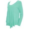 thumbnail image 3 of ZOELNIC Womens Casual Long Sleeve T-Shirt Solid Color Round Neck Layered Button Front Tunic Tops, M, 3 of 5