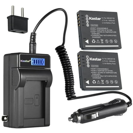 Kastar 2-Pack DMW-BCF10 Battery and LCD AC Charger Compatible with Panasonic Lumix DMC-FH20  Lumix DMC-FH22  Lumix DMC-FH3  Lumix DMC-FP8  Lumix DMC-FT1  Lumix DMC-FT2  Lumix DMC-FT3 Cameras