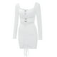 thumbnail image 4 of Gibobby Vestidos para mujer casuales Vestido a la cadera con paquete Sexy de cuello cuadrado hueco de Color sólido de otoño e invierno para mujer(Blanco,CH), 4 of 5
