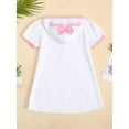 thumbnail image 3 of Argulvti Kid Swim Coverups Bow/Elephant Embroidery Short Sleeve Hooded Robe Zip-Up Towel Beachwear, 3 of 7