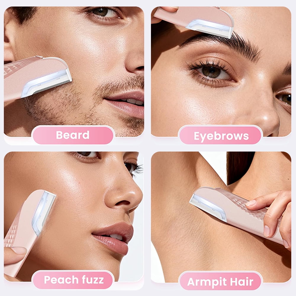 Professional Razor For Women Face 3 Adjustable Dermaplaning Tool Facial Hair Removal Razors with Led Light for Peach Fuzz