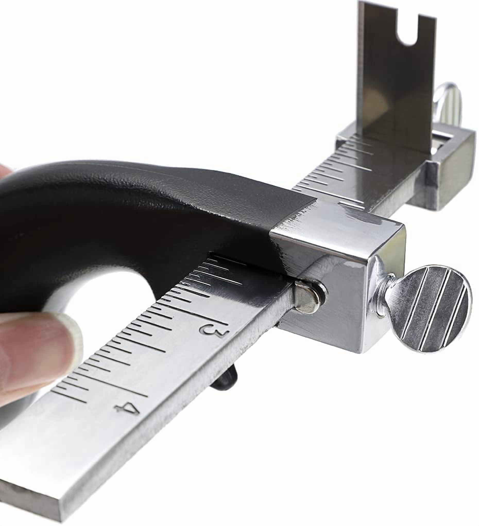 ABCISI Leather Cutting Tool Leather Strap Cutter with Aluminium Handle, Leather Strip Belt Cutter Hand Leather Craft Tool with Accessory Stainless Steel Gauge Leather Cutter Tool for DIY Leathercraft