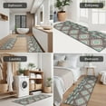 thumbnail image 5 of Brown Ethnic Feather Pattern Kitchen Rugs Sets Of 3,Kitchen Runner Rugs Non Skid Washable,Decorative Kitchen Floor Mats for Kitchen,Sink,Laundry,17"x30"+ 17"x47" + 17"x59", 5 of 6