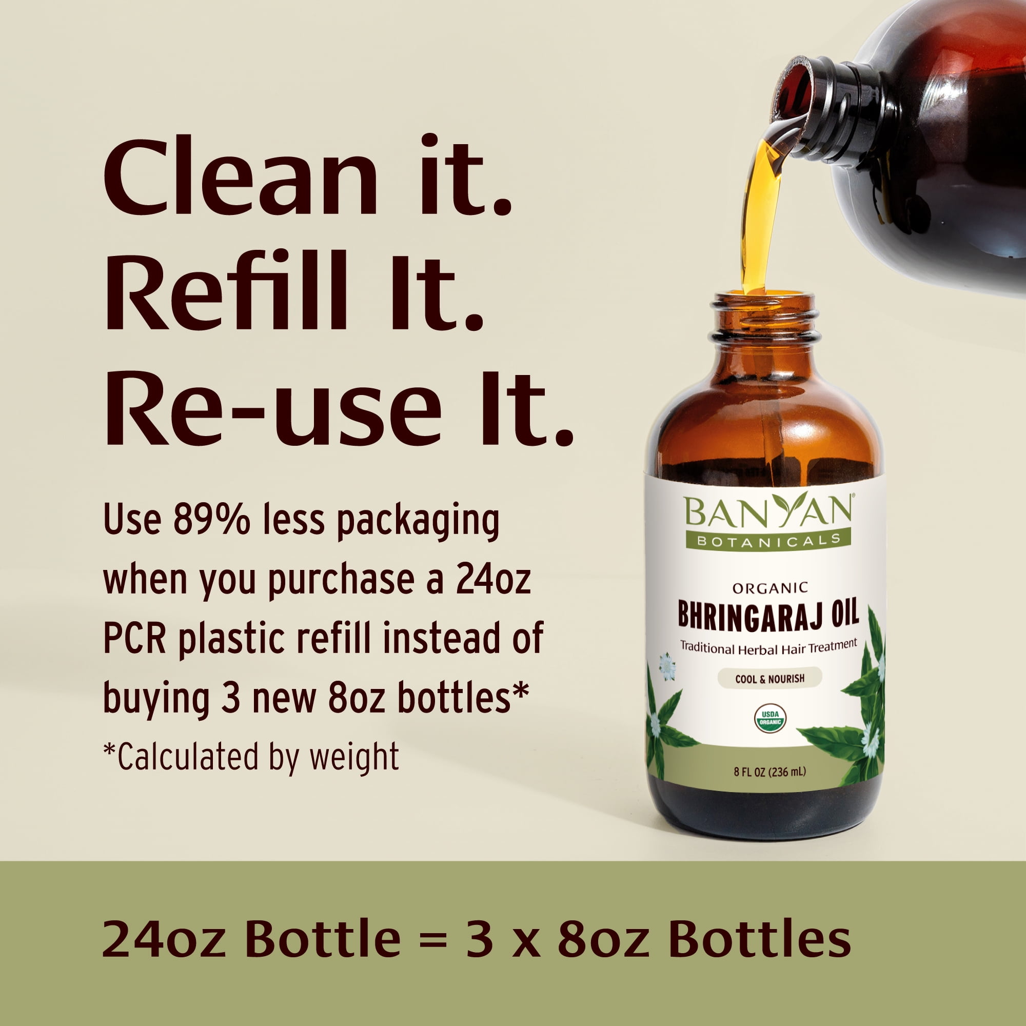 Banyan Botanicals Organic Bhringaraj Oil – Supports Healthy Hair Growth – Oil Made with Traditional Methods – 24 oz. – Non-GMO Sustainably Sourced Ayurvedic Hair Oil
