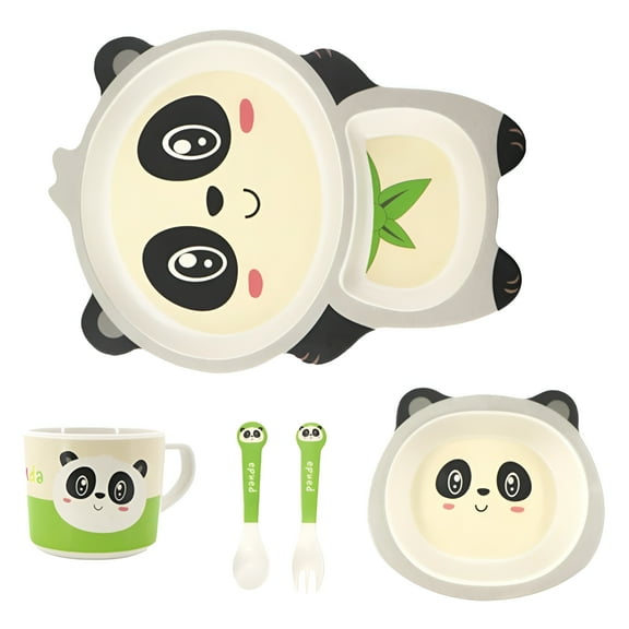 ACDANC Animal Toddler Dinnerware Set Cartoon Airplane Divided Dinner Plate Toddler Plates And Bowls Set Cartoon Dinner Food Plate Double Compartments Spoon Fork For Kids