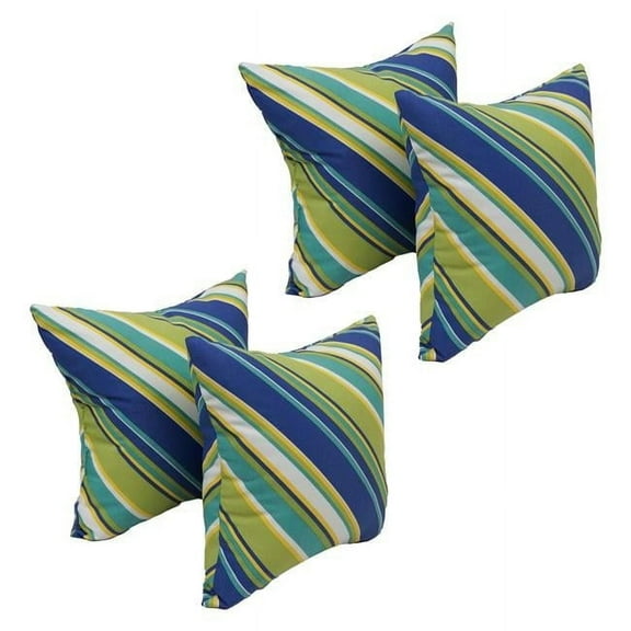 Blazing Needles 9910-S4-OD-104 17 in. Square Polyester Outdoor Throw Pillows, Browning Sunblue - Set of 4