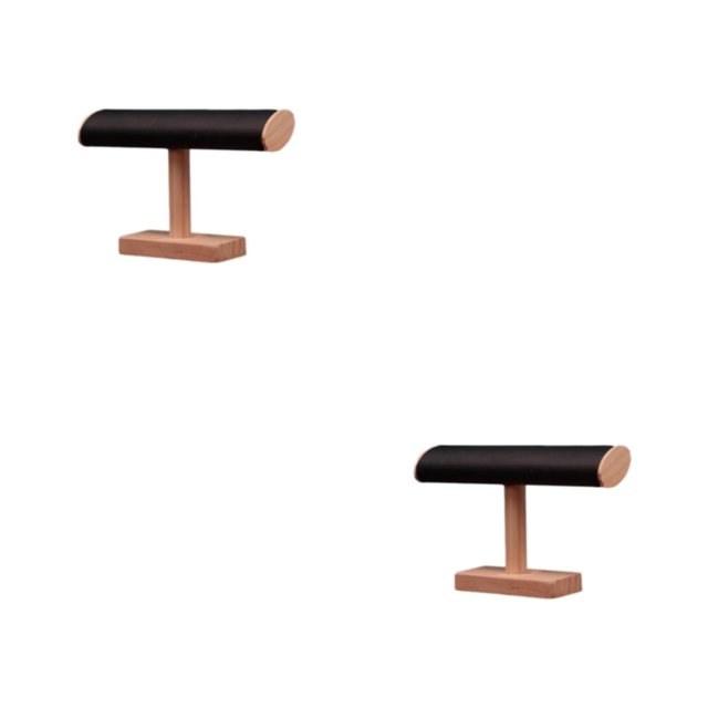 Baohd Jewelry Display Rack | Showcase Bracelet Collection Durable And Eco-friendly Wood Bracelet Display Display Stand Black 2Set