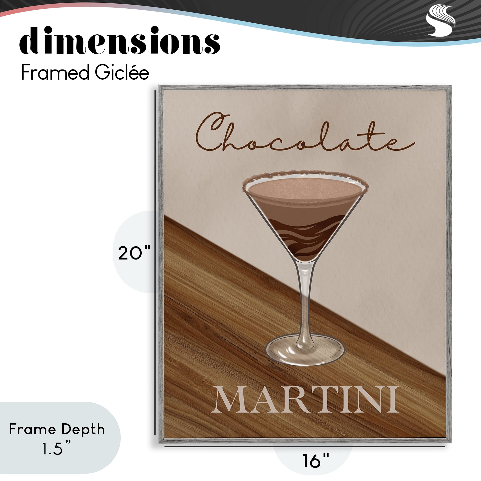 Stupell Industries Chocolate Martini on Brown Gray Framed Giclee Art, design by Marcus Prime