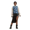 thumbnail image 5 of Bintarealwax Women's African Print Vest Sleeveless Crewneck Button Down Side Office Waistcoat Vest Outerwear WY11073, 5 of 5