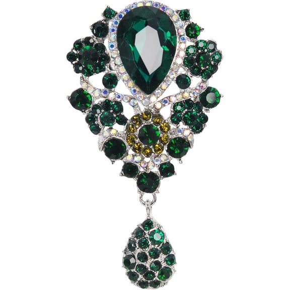 Leander Women's Austrian Crystal Bouquet Flower Teardrop Large Gorgeous Brooch Pin