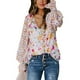 thumbnail image 2 of Camisa de manga abullonada con cuello en V, blusa con estampado floral y cuello en V con manga abullonada Tops con estampado floral construidos para durar, 2 of 6