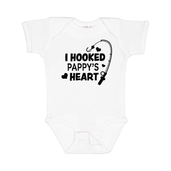 Inktastic I Hooked Pappy's Heart with Fishing Rod Boys or Girls Baby Bodysuit
