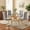 Table with 4 Light Gray Chairs, variant on Sumdeal 5-Piece Round Glass Dining Set, 36.6 in Table, 4 PU High-Back Chairs, Black
