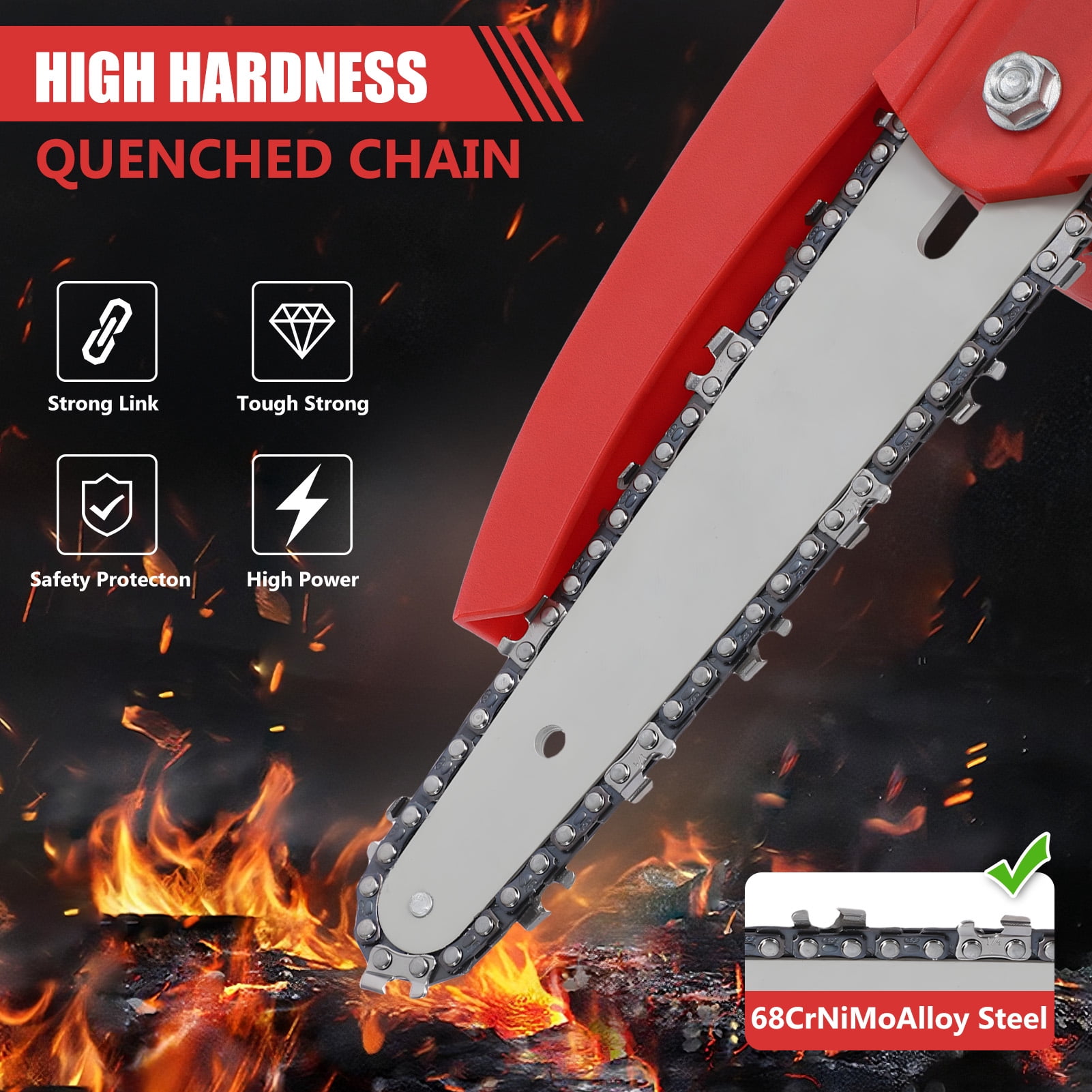 2-in-1 Brushless Cordless Pole Saw,6+8in Mini Chainsaw & Pole Saw with 2pcs 2.0A Batteries, 13.6ft Max Reach Brach Tree Saw Telescoping Extension Rod for Wood Tree Trimming Wood Cutting,Red