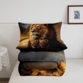 thumbnail image 5 of Manfei Jungle Wildlife Queen Comforter Set, Forest Lion Family Comforter Sets Queen, Dark Brown, Black Reversible, 3pcs, 1 Comforter and 2 Pillowcases, 5 of 7
