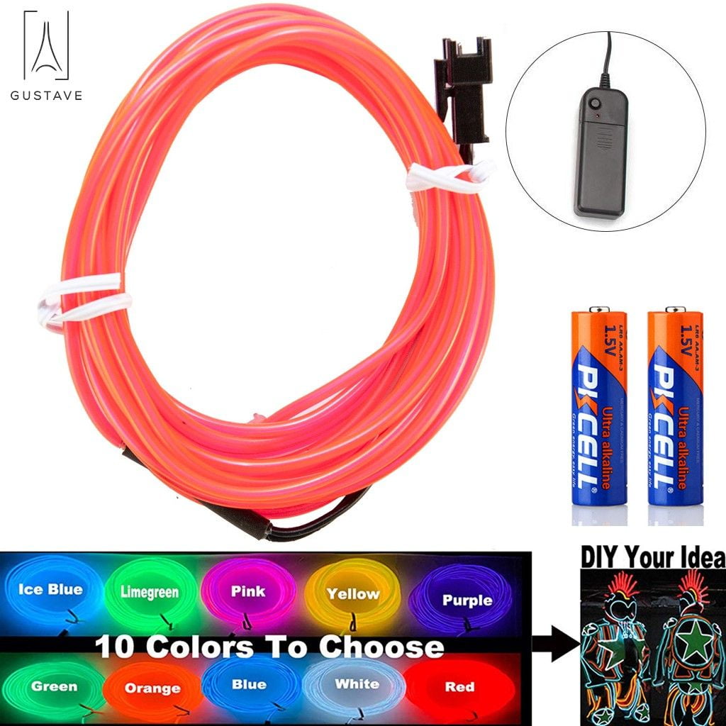 GustaveDesign 16.4ft/5M EL Wire Kit Super Bright Portable Neon Light