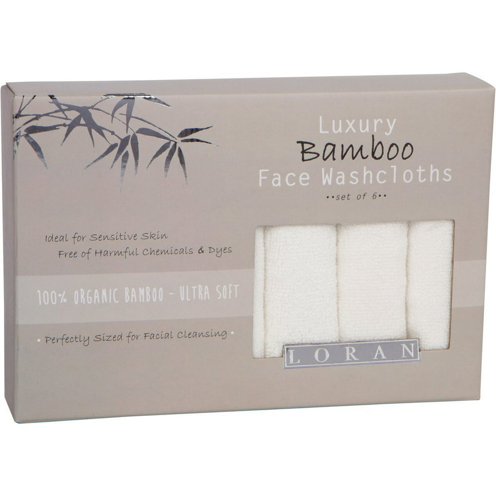 Luxury Bamboo Facial Washcloths, Set of 6, white, 10''x10'' Walmart