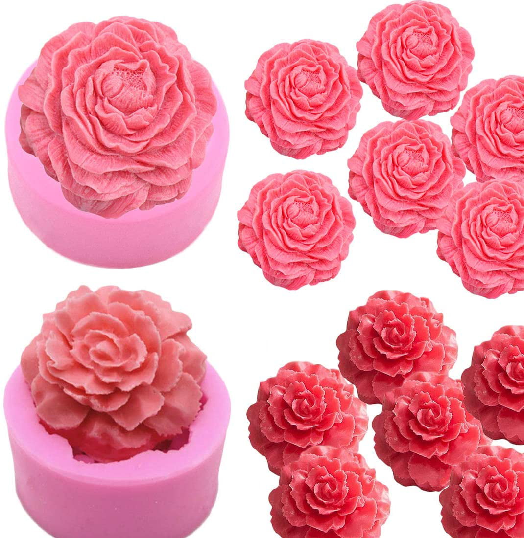 2 Carnation SET Silicone Mold Mould Chocolate Clay Soap Candle Wax Resin 