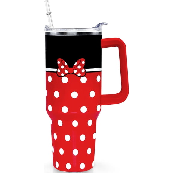 Cartoon Castle Tumbler 40 Oz With Lid and Straw Stainless Steel Insulated with Handle Blue Firework Travel Coffee Mug - Birthday,Christmas Gift