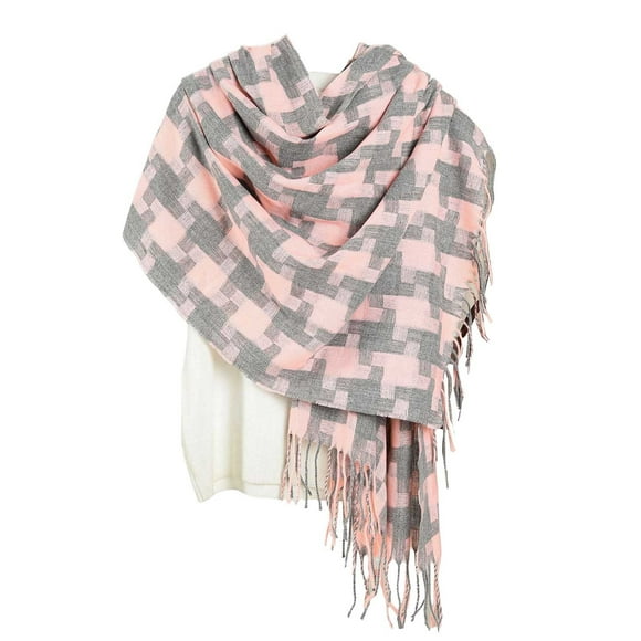 WEAIXIMIUNG Kid Gloves Womens Fall Winter Scarf Plaid Tassel Soft Warm Blanket Scarves Womens Shawl Wraps