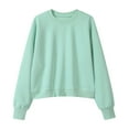 thumbnail image 3 of Women's Crop Tops Fashion Crewneck Sweatshirt Casual Solid Long Sleeve Sports Short Sweatshirts Sports Shirts Pullover Top, 3 of 9