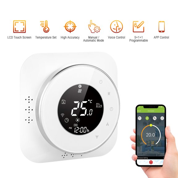 95-240V Wi-Fi Smart Thermostat Programmable Thermostat 5+1+1 Six Periods Voice APP Control Backlight LCD Water Heating Thermoregulator Compatible with Echo Home Tmall Genie