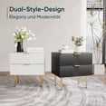 thumbnail image 6 of Semiocthome Black Nightstand Set of 2, Mid Century Modern Night Stand with 2 Wave Fluted Panel Drawers, Bedside Table with Gold Metal Legs, Wide Tabletop Bed Side Table, End Tables for Living Room, 6 of 8