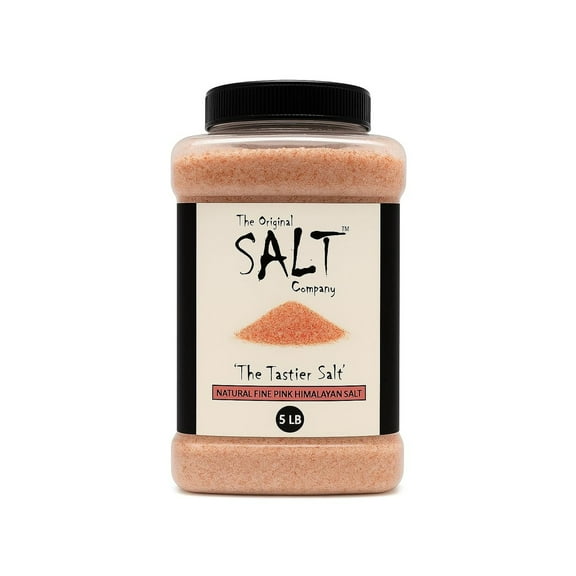 Pink Himalayan Salt, 5 LB Food-Grade Plastic Container – 100% Organic, Kosher, Fine Grain & Gluten-Free. Great for Cooking, Seasoning & Enhancing Dishes with Rich Flavor.