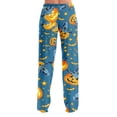 thumbnail image 7 of OIOLOYJM Halloween Pajama Pants Women Pumpkin Wide-Leg Cute Sleeping Comfy Pj Bottoms Novelty Stretch Casual Elastic Waist Joggers Blue L, 7 of 7