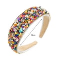 thumbnail image 6 of Women Headband Mini Stone Decor Rhinestone Rich Colors Wide Band Elastic Hair Decoration Anti-slip Turquoise Dating Hair Hoop Hair Accessories, 6 of 8