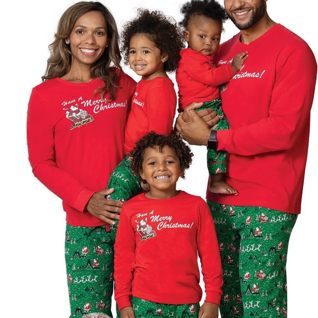 Año nuevo Algodón europeo y americano Decoración para padres e hijos Decoración del hogar Otoño e invierno Estampado de Papá Noel Pijamas navideños Conjunto para padres e hijos