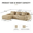 thumbnail image 3 of Aukfa 114" L-Shaped Modular Sectional Sofa, 29" Deep Seat Oversized Cloud Couch with Ottoman, Flannelette Upholstered 3-Seater Sofa for Living Room, Light Camel, 3 of 8